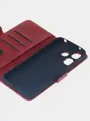 Алый чехол-книжка для Xiaomi Redmi 13 (4G) из высококачественной искусственной кожи