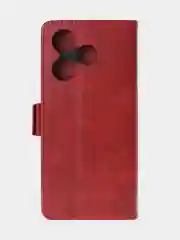 Алый чехол-книжка для Xiaomi Redmi 13 (4G) из высококачественной искусственной кожи