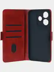Алый чехол-книжка для Xiaomi Redmi 13 (4G) из высококачественной искусственной кожи
