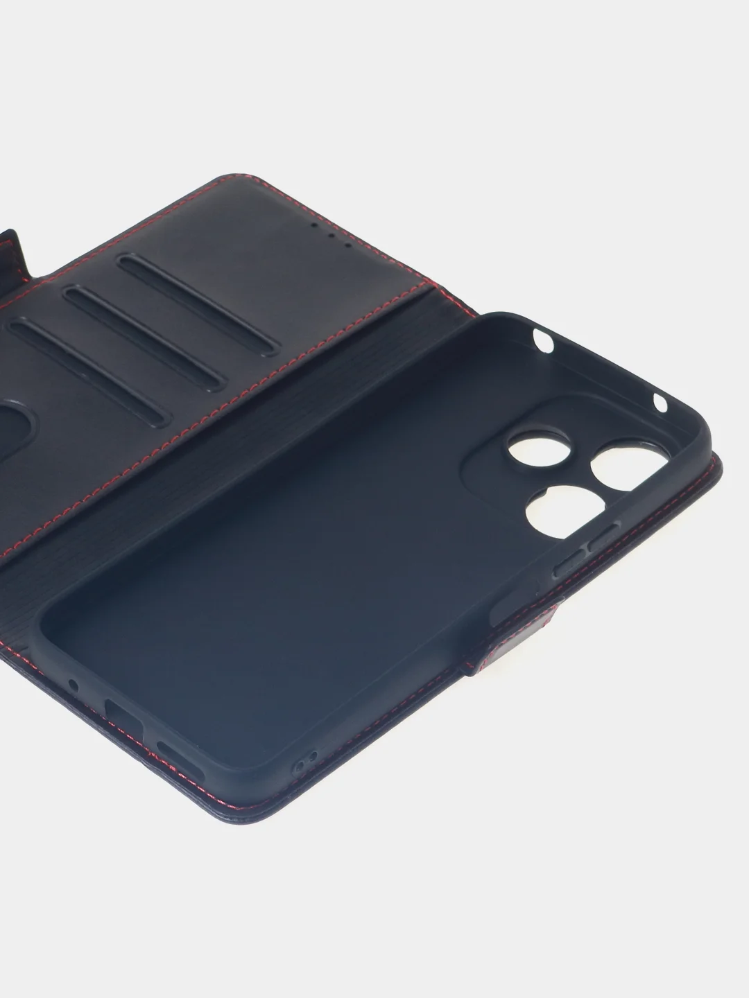 Угольный чехол-книжка для Xiaomi Redmi 13 (4G) из высококачественной искусственной кожи