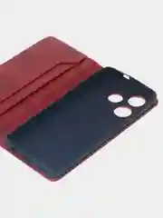 Красный чехол-книжка для Tecno Pova 6 Neo из высококачественной искусственной кожи