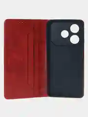 Красный чехол-книжка для Tecno Pova 6 Neo из высококачественной искусственной кожи