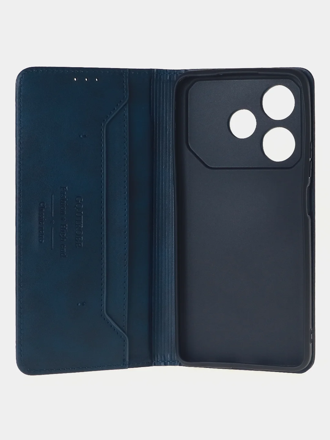 Синий чехол-книжка для Tecno Pova 6 Neo из высококачественной искусственной кожи