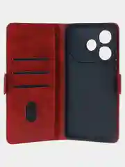 Алый чехол-книжка для Tecno Pova 6 Neo из высококачественной искусственной кожи