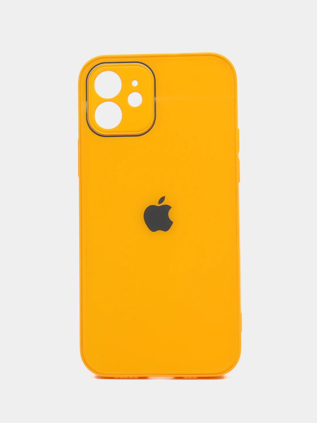 Горчичный силиконовый чехол для iPhone 12, со стеклянной панелью