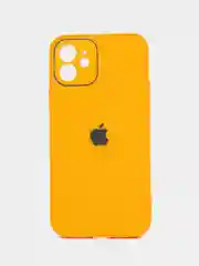Горчичный силиконовый чехол для iPhone 12, со стеклянной панелью