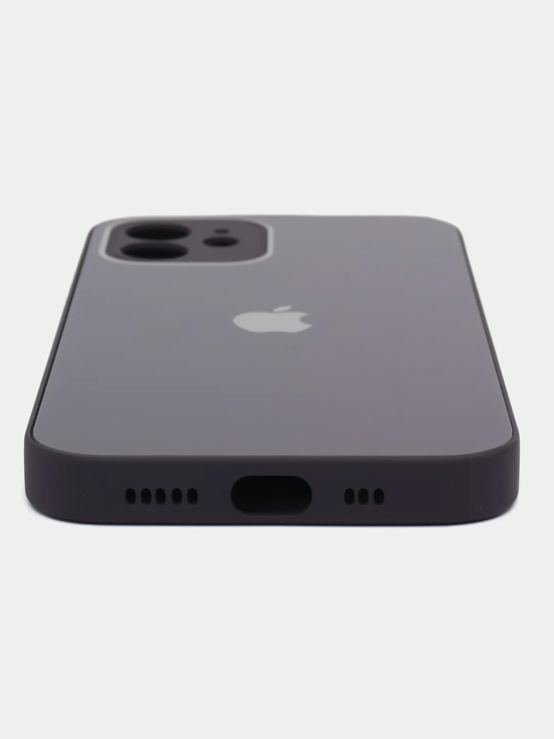 Индиго силиконовый чехол для iPhone 12, со стеклянной панелью