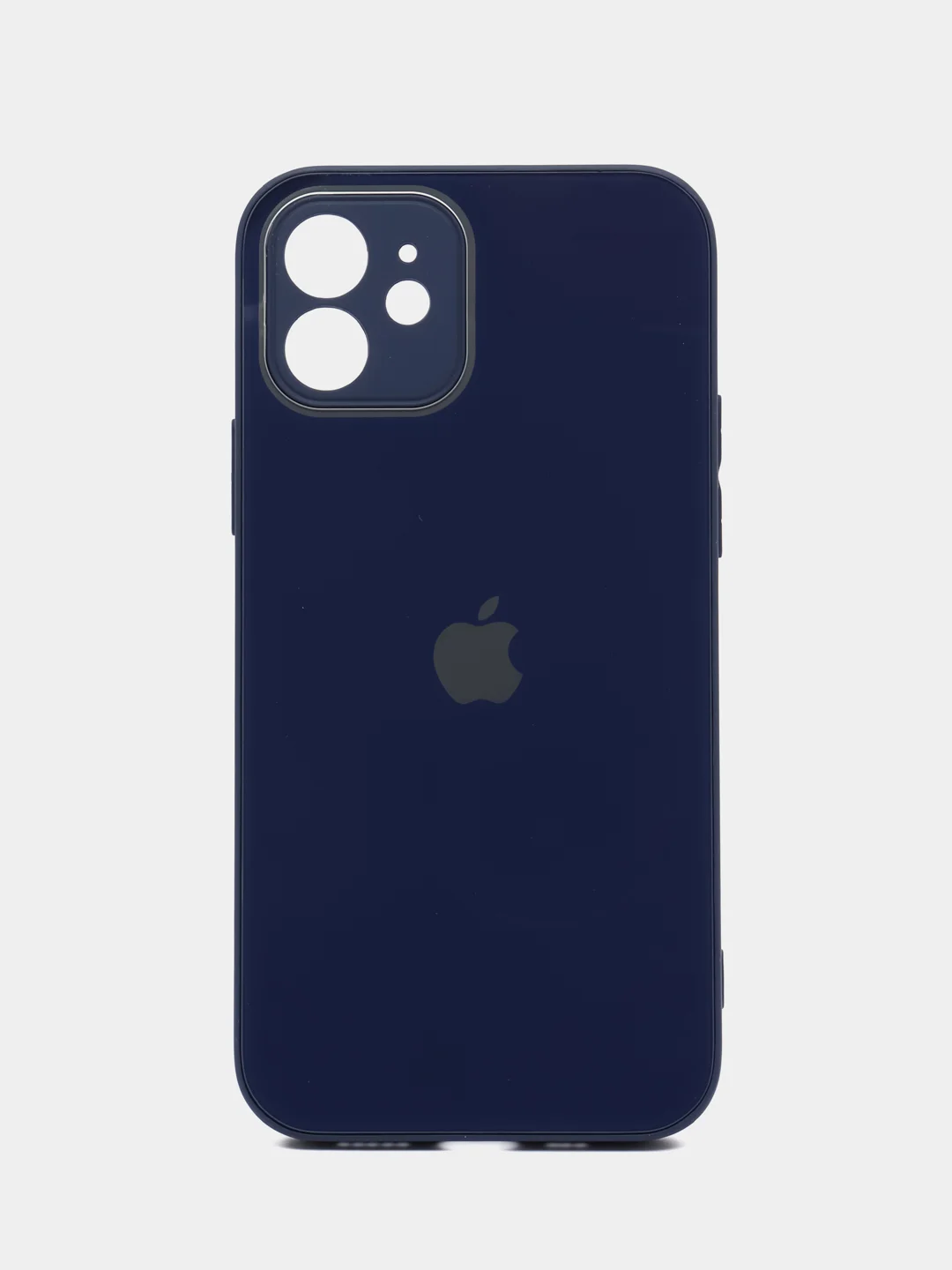 Синий силиконовый чехол для iPhone 12, со стеклянной панелью