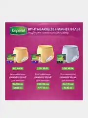 Впитывающее нижнее белье Depend для мужчин L/XL, 48-54, 9 штук