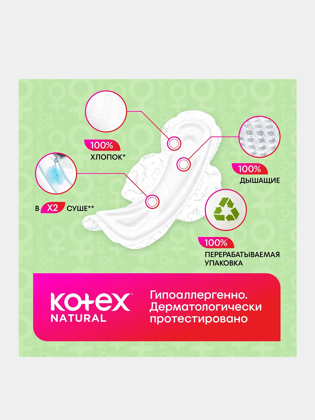 Гигиенические прокладки Kotex Natural Ночные, 12 шт