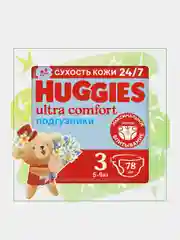 Подгузники Huggies Ultra Comfort для мальчиков 5-9кг, 3 размер, 78шт