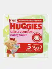 Подгузники Huggies Ultra Comfort для девочек 12-22кг, 5 размер, 56шт