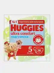 Подгузники Huggies Ultra Comfort для мальчиков 12-22кг,5 размер, 56шт