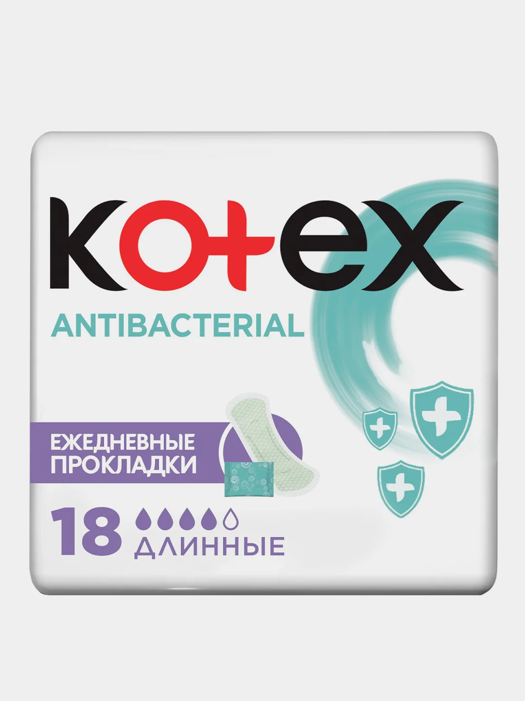 Ежедневные прокладки Kotex Antibacterial Длинные, 18шт.