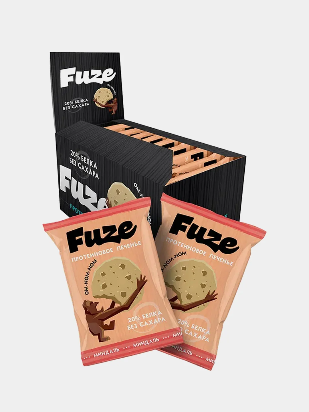 Протеиновое печенье Fuze, без сахара, 9 штук по 40 г