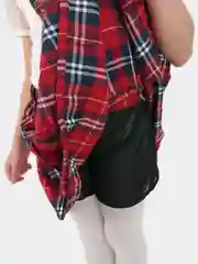 Красный детская юбка школьная в клетку плиссе
