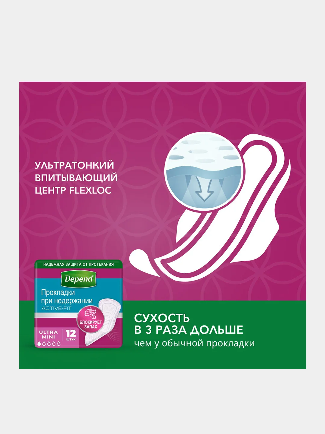 Прокладки DEPEND Ultra Mini для женщин, 12 шт.