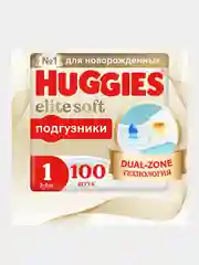 Подгузники Huggies Elite Soft для новорожденных 3-5кг, 1 размер, 100шт.