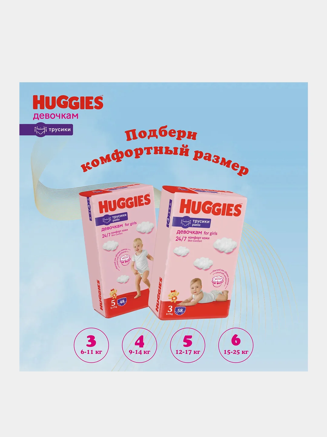 Подгузники трусики Huggies для девочек 12-17кг, 5 размер, 140 шт