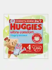 Подгузники Huggies Ultra Comfort для мальчиков 8-14кг, 4 размер, 100шт