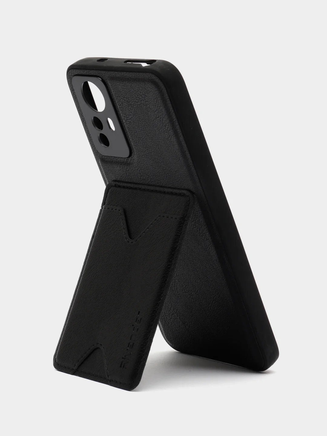 Черный кожаный чехол для Xiaomi Note 12S (Сяоми Ноут 12С), с карманом для карт