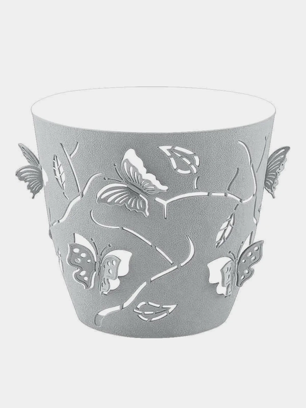 Горшок для цветов Plast Team Butterflies, 1,4 л, D145 мм, круглый, серый шторм