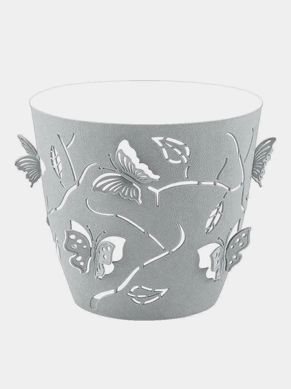 Горшок для цветов Plast Team Butterflies, круглый, серый шторм, 2,5 л, 176х176х164 мм