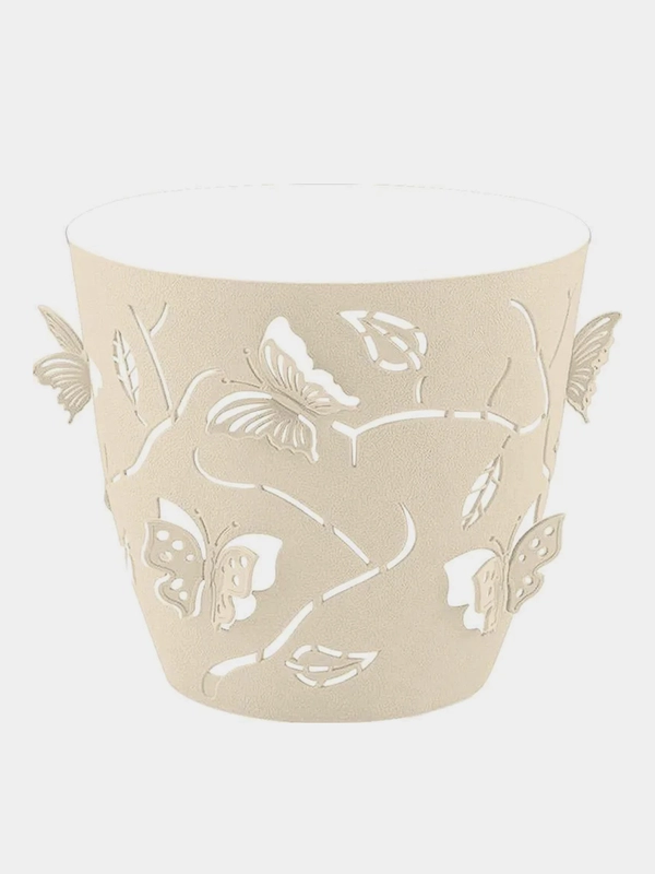 Горшок для цветов Plast Team Butterflies, круглый, молочный туман, 115х115х105 мм, 0,7 л