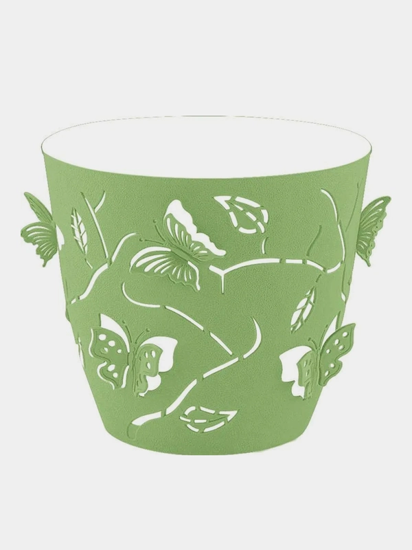 Горшок для цветов Plast Team Butterflies, круглый, зеленое яблоко, 115х115х105 мм, 0,7 л