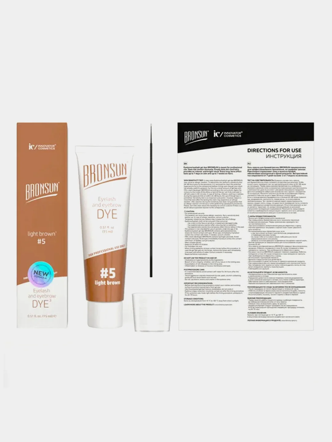 Краска для ресниц и бровей Innovator Cosmetics BRONSUN, светло-коричневый, 15 мл