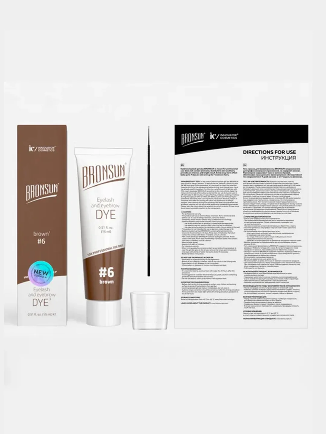 Краска для ресниц и бровей INNOVATOR COSMETICS BRONSUN,  коричневый, 15 мл