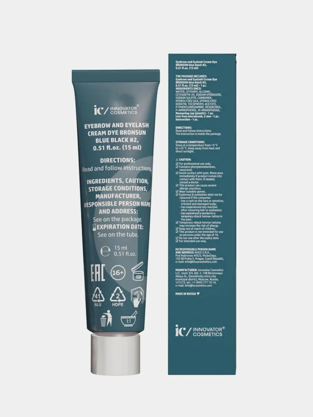 Крем-краска для бровей и ресниц Innovator Cosmetics, иссиня-черный, 15 мл