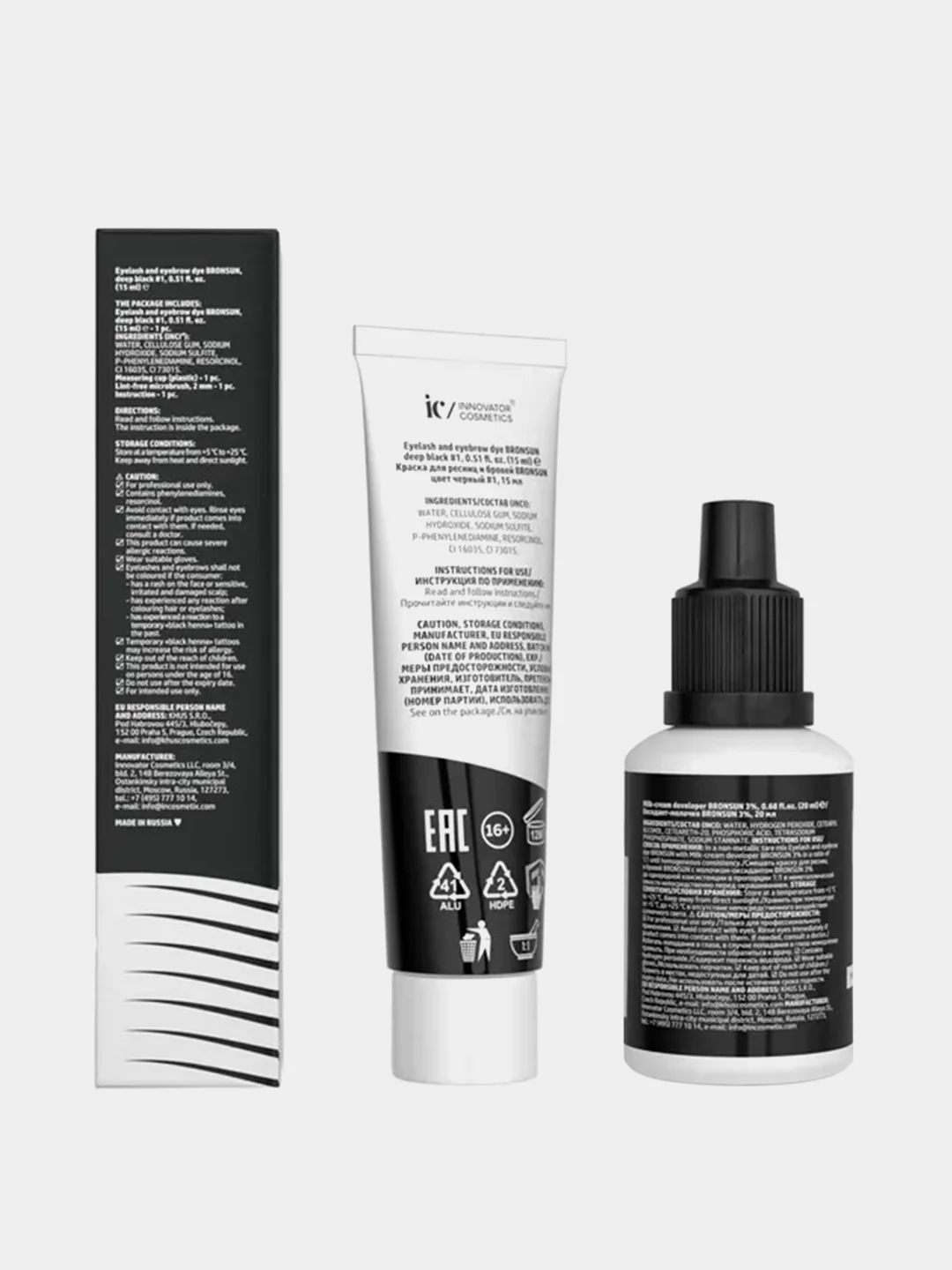 Краска для ресниц и бровей Innovator Cosmetics BRONSUN комплект №1