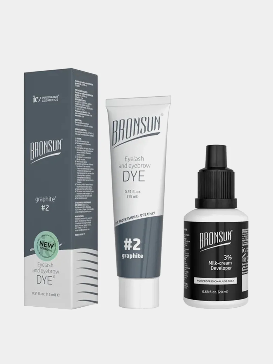 Краска для ресниц и бровей Innovator Cosmetics BRONSUN, комплект, графит