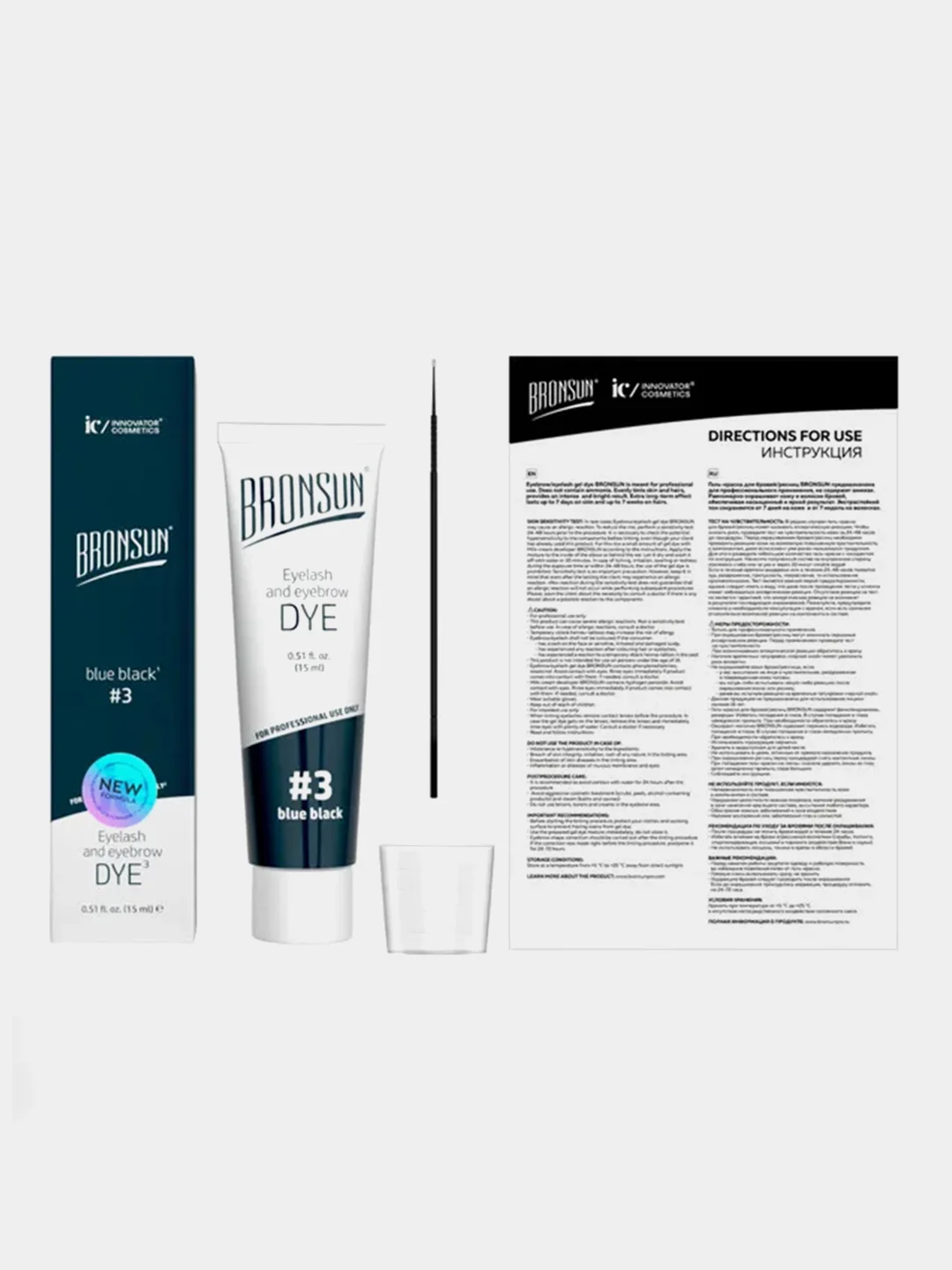Краска для ресниц и бровей Innovator Cosmetics BRONSUN, №3 цвет иссиня-чёрный, 15 мл