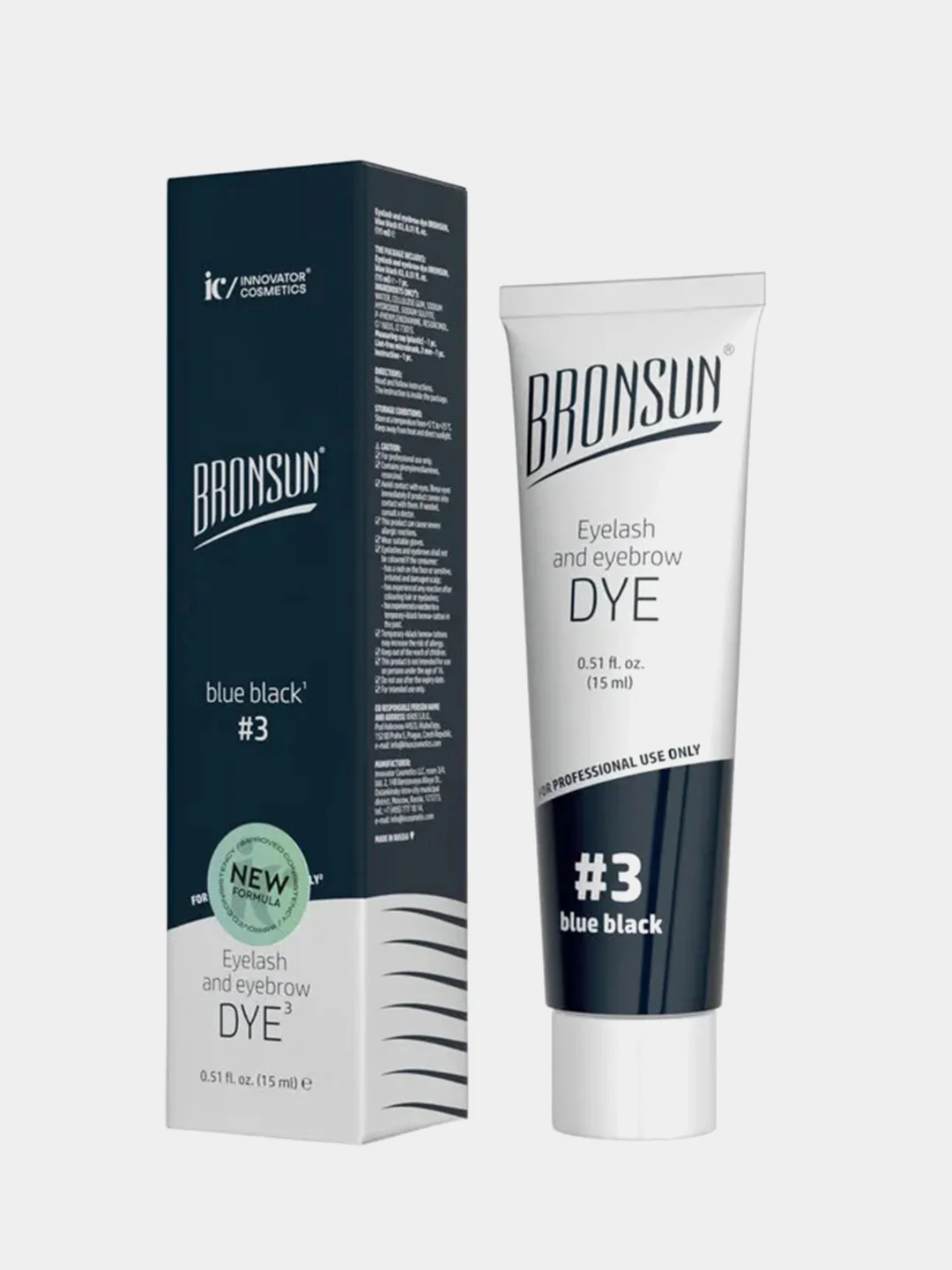 Краска для ресниц и бровей Innovator Cosmetics BRONSUN, №3 цвет иссиня-чёрный, 15 мл