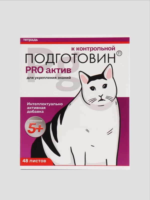 Тетрадь А5 общая, 48 листов в клетку "Котики таблетки"