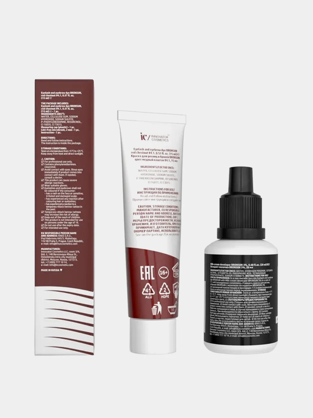 Краска для бровей и ресниц Innovator Cosmetics BRONSUN, №4.1 - медный каштан, 15 мл