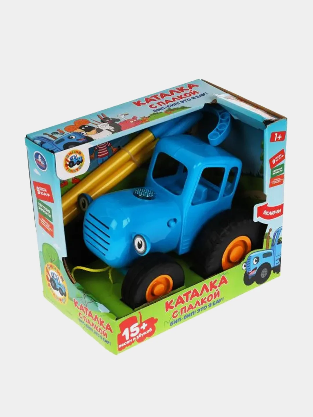 Игрушка Умка Каталка с палкой "Синий трактор", 15 песен, 3+, 23х20х10 см