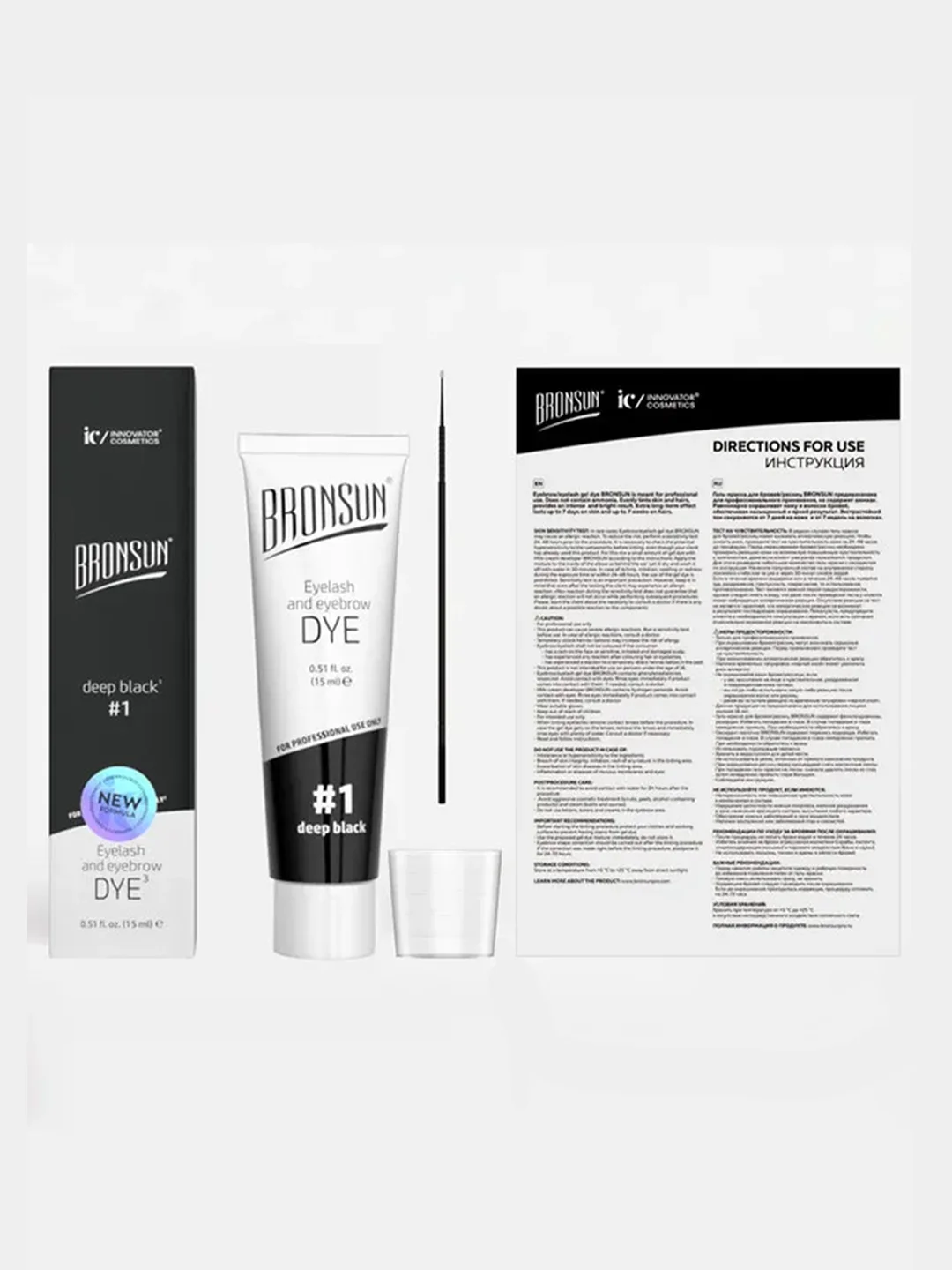 Краска для ресниц и бровей Innovator Cosmetics Bronsun, черный, 15 мл