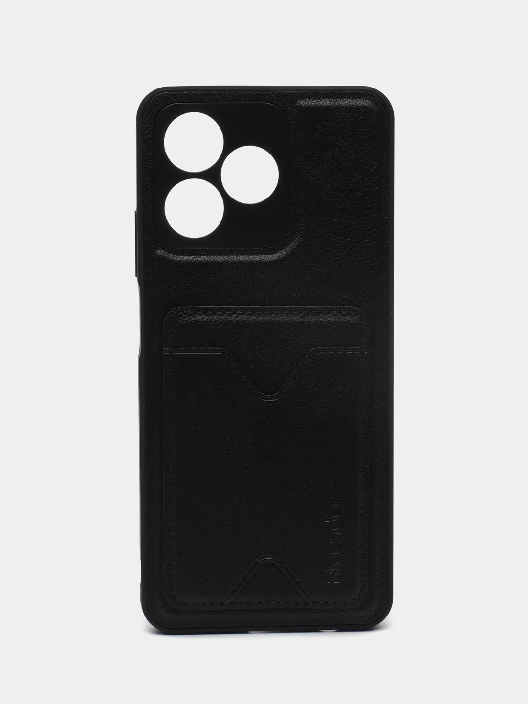 Черный кожаный чехол для Realme C53/C51/Note 50 (Реалми С53/С51/Ноут 50), с карманом для карт