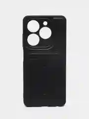 Черный кожаный чехол Tecno Spark 20C/Go 2024/Infinix Smart 8/8Pro/Hot 40i с карманом для карт