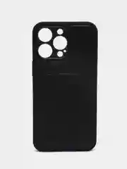 Черный кожаный чехол для iPhone 15 Pro Max (Айфон 15 Про Макс), с карманом для карт