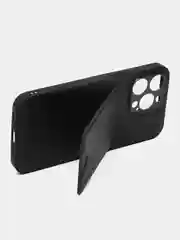 Черный кожаный чехол для iPhone 15 Pro Max (Айфон 15 Про Макс), с карманом для карт
