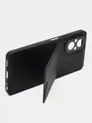 Черный кожаный чехол для Realme C67 (Реалми С67), с карманом для карт
