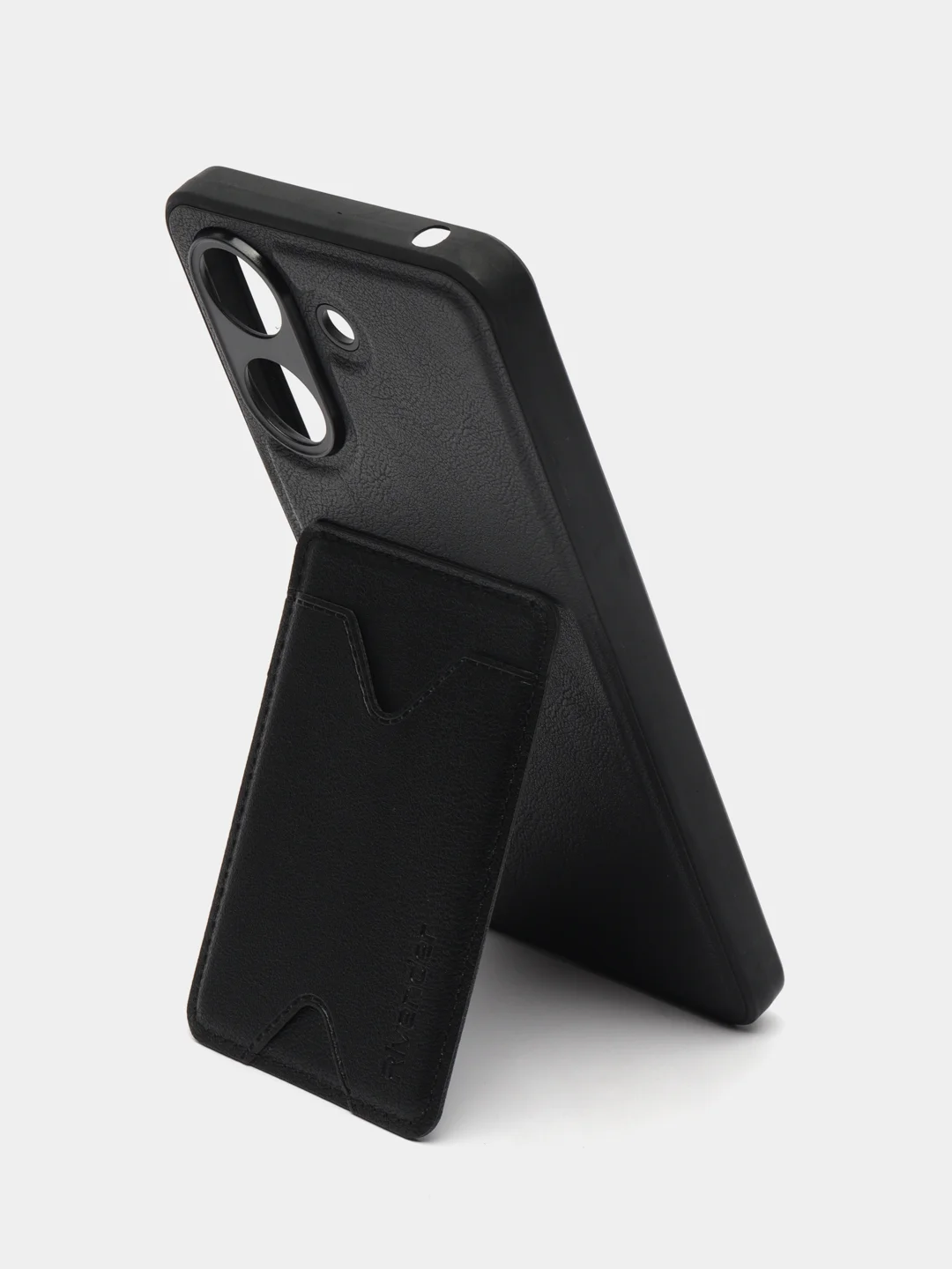Черный кожаный чехол для Xiaomi Redmi 13C / Poco C65 (Редми 13С/Поко С65), с карманом для карт