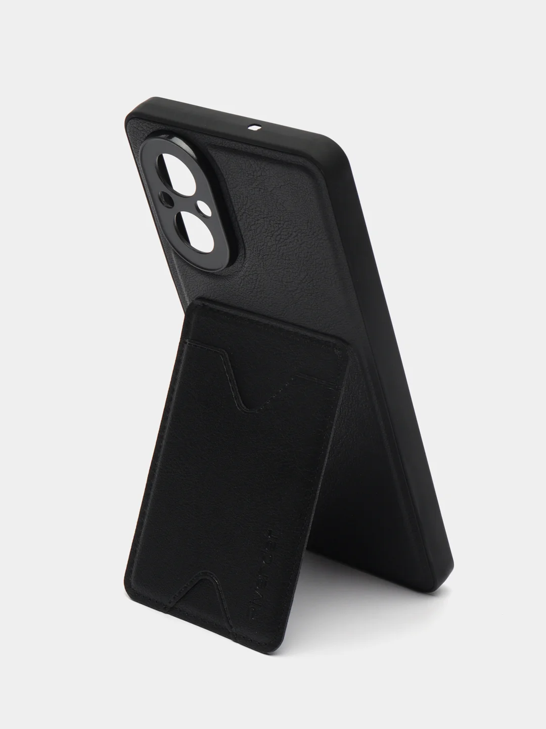 Черный кожаный чехол для Realme C67 (Реалми С67), с карманом для карт