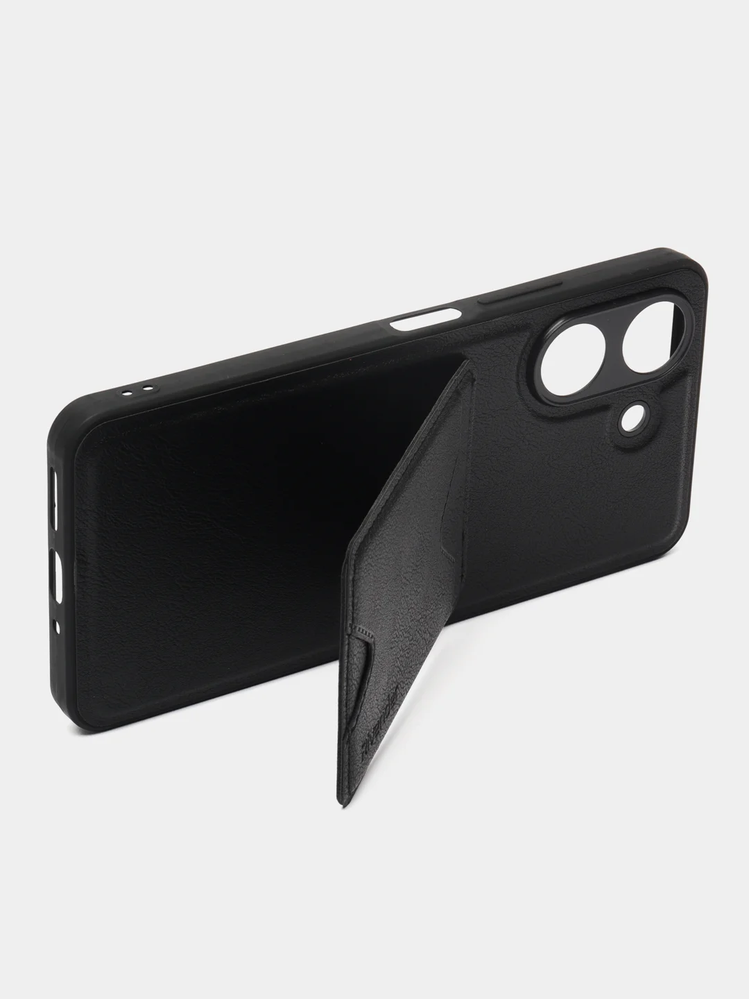 Черный кожаный чехол для Xiaomi Redmi 13C / Poco C65 (Редми 13С/Поко С65), с карманом для карт