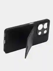 Черный кожаный чехол для Xiaomi Redmi Note 13 4G (Редми Ноут 13 4 Джи), с карманом для карт