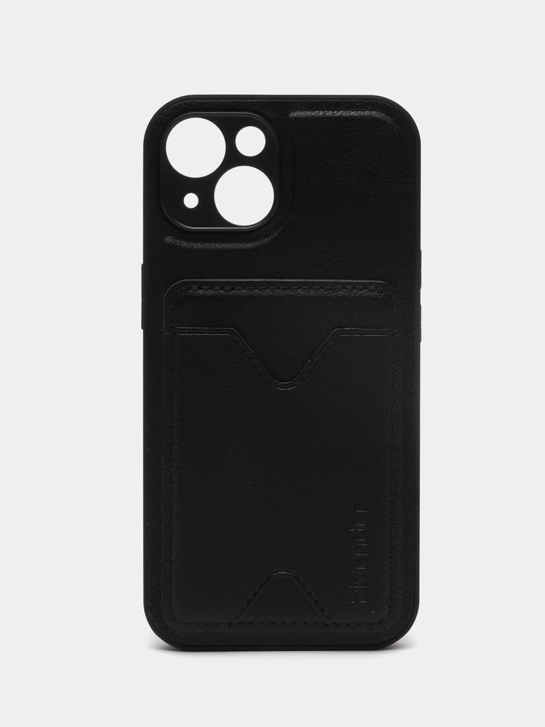 Черный кожаный чехол для iPhone 15 (Айфон 15), с карманом для карт